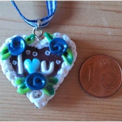 Trachtenschmuck|Pfullinger Engele Lebkuchenherz Kette handmodelliert – Oktoberfest Schmuck Dirndl Tracht |