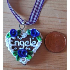 Trachtenschmuck|Pfullinger Engele Lebkuchenherz Kette handmodelliert – Oktoberfest Schmuck Dirndl Tracht |