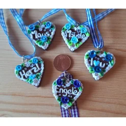 Trachtenschmuck|Pfullinger Engele Lebkuchenherz Kette handmodelliert – Oktoberfest Schmuck Dirndl Tracht |