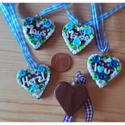 Trachtenschmuck|Pfullinger Engele Lebkuchenherz Kette handmodelliert – Oktoberfest Schmuck Dirndl Tracht |