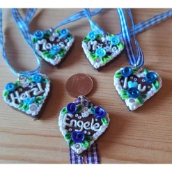 Trachtenschmuck|Pfullinger Engele Lebkuchenherz Kette handmodelliert – Oktoberfest Schmuck Dirndl Tracht |