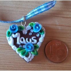 Trachtenschmuck|Pfullinger Engele Lebkuchenherz Kette handmodelliert – Oktoberfest Schmuck Dirndl Tracht |