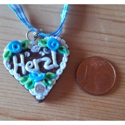 Trachtenschmuck|Pfullinger Engele Lebkuchenherz Kette handmodelliert – Oktoberfest Schmuck Dirndl Tracht |