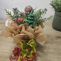 Lebkuchenmann Kerzenblumenstrauß Rapswachs | Tannenbaum & Rose Bouquet | Vegane Weihnachtsdeko | Festliches Unikat Gesch Kerzen & Beleuchtung