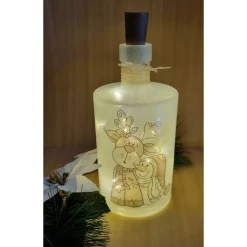 Kerzen & Beleuchtung|Wunderbar und Kunterbunt LED Flasche "Rentier und Schneemann"