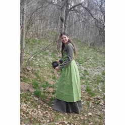 Online Leinen Wikinger Kleid, grünes Schürzenkleid, Mittelalter Gewandung, LARP, SCA, Cosplay Kostüm, Kostüme Für Erwachsene