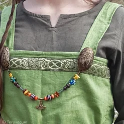 Online Leinen Wikinger Kleid, grünes Schürzenkleid, Mittelalter Gewandung, LARP, SCA, Cosplay Kostüm, Kostüme Für Erwachsene