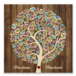 Hot Leinwand Gästebuch Hochzeit personalisiert 50x50 cm – Fingerabdruck Baum – Unvergessliche Hochzeitsidee & Geschenk Hochzeitsgästebuch