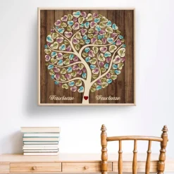 Hot Leinwand Gästebuch Hochzeit personalisiert 50x50 cm – Fingerabdruck Baum – Unvergessliche Hochzeitsidee & Geschenk Hochzeitsgästebuch