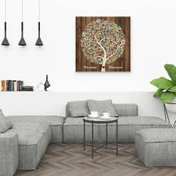 Hot Leinwand Gästebuch Hochzeit personalisiert 50x50 cm – Fingerabdruck Baum – Unvergessliche Hochzeitsidee & Geschenk Hochzeitsgästebuch