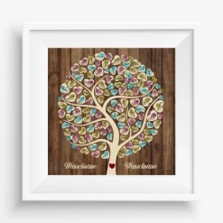 Hot Leinwand Gästebuch Hochzeit personalisiert 50x50 cm – Fingerabdruck Baum – Unvergessliche Hochzeitsidee & Geschenk Hochzeitsgästebuch