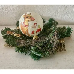 Kerzen & Beleuchtung|DekoatelierBerlin Leuchtkugel 12 cm  Einzigartig Geschenk  upcycling  Unikat - Rentier mit Weihnachtsmann