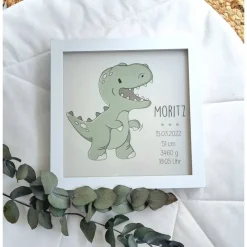 Discount Leuchtrahmen Geschenk Geburt Baby Geburtsdaten Dinosaurier Dino Geldgeschenke