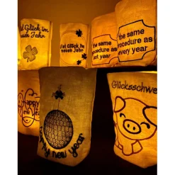 Tischdekoration|CatsDusShop Lichtbeutel Silvester, verschiedene Designs, Neujahr, Happy New Year, Tischdekoration, Feuerwerk, New Years Eve, Glück,