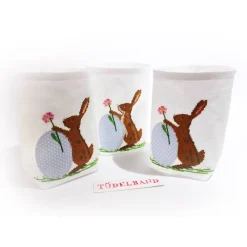 Outlet Lichtbeutel...Vasenhusse... kleiner Osterhase... weiß...hellblau Ostertischdeko