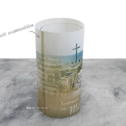 New Lichthülle Konfirmation, Kommunion oder Firmung - Kreuz im Meer - mit individuellem Spruch Dekoration