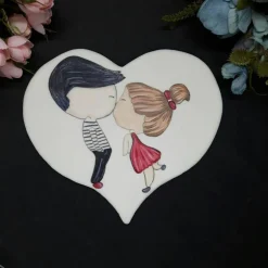 Tortendekoration|TortenDekor Love Herz Liebe Tortenaufleger aus Fondant, Liebevolles Paar im Herzdesign,