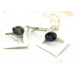 Lässige Unikat Ohrhänger aus Glas & Silber in grau – Geschenkidee für Frauen, Ostern Brautschmuck
