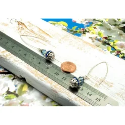 New Lässige verspielte Ohrhänger aus Metall & Silberfarben in Blau – Geschenkidee für Frauen Brautschmuck