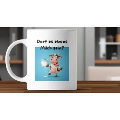Geschenke|Katis Plotterei Lustige Kuh-Tasse "Darf es etwas Milch sein?" – Originelles Geschenk für Tierfreunde & Humor-Liebhaber