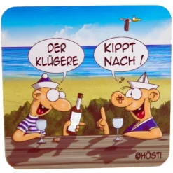 Hot Lustiger Bierdeckel „Der Klügere kippt nach“ – Kork Glasuntersetzer mit witzigem Spruch Tischdekoration