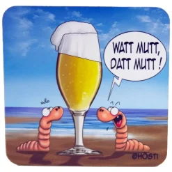 Lustiger Bierdeckel „Watt mutt, datt mutt“ – Kork Glasuntersetzer mit norddeutschem Cartoon & Spruch Tischdekoration