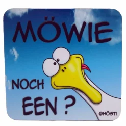 Hot Lustiger Kork Bierdeckel „Möwie noch een“ – Norddeutscher Spruch & Cartoon, 9 × 9 cm Tischdekoration
