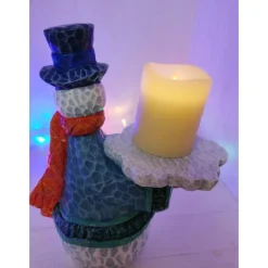 Online Lustiger Schneemann mit Kerze 3 Kerzen & Beleuchtung
