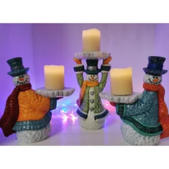Online Lustiger Schneemann mit Kerze 3 Kerzen & Beleuchtung