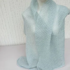 Brautstolen & -Boleros|Doris_strickt Luxuriöse Brautstola Mohair Seide Mint – Edles Lacetuch für Hochzeit & Feste