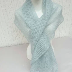 Brautstolen & -Boleros|Doris_strickt Luxuriöse Brautstola Mohair Seide Mint – Edles Lacetuch für Hochzeit & Feste