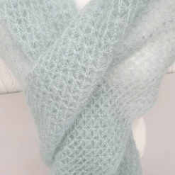Brautstolen & -Boleros|Doris_strickt Luxuriöse Brautstola Mohair Seide Mint – Edles Lacetuch für Hochzeit & Feste