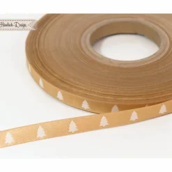Deko- & Webbänder|Händisch-Design 1m (1EUR/m) Webband Tannenbaum gold/weiß 9mm
