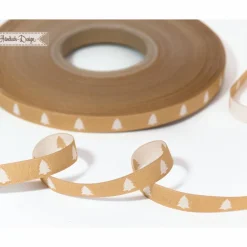 Deko- & Webbänder|Händisch-Design 1m (1EUR/m) Webband Tannenbaum gold/weiß 9mm