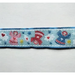Deko- & Webbänder|liebelein-handarbeiten 1m Webband mit Engeln, 15mm breit, Meterware, Weihnachten, Engel, Herz, Wolke, Sterne, blau