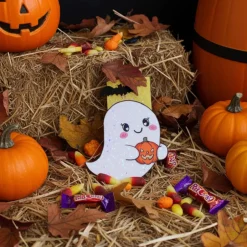 Best Magnetisches Lesezeichen „Kleiner Geist mit Kürbis" | Halloween Lesezeichen mit Geistermotiv Monster & Gespenster