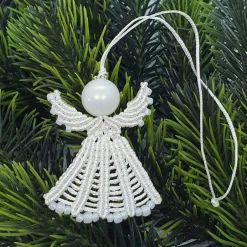 Discount Makramee Engel cremefarben – Handgefertigter Dekoanhänger Weihnachtsdeko