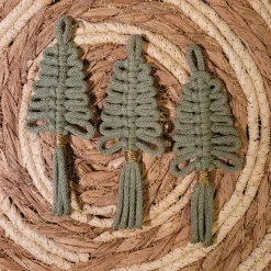 Hot Makramee Tannenbaum, 3er Set, Geschenkanhänger Geschenkeanhänger