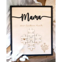 Outlet Mama wir lieben dich personalisiertes Holzbild mit Puzzle. Ideal zum Muttertag, Valentinstag, Geschenk Dekoration