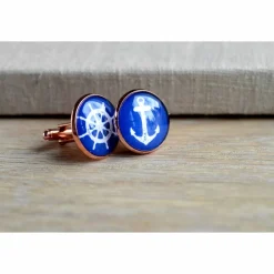 Bräutigam|Perlokraphy Manschettenknöpfe Rosegold maritim & musikalisch – Anker oder Noten – Geschenk für Bräutigam & Trauzeugen