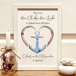 Discount Maritimes Hochzeitsgeschenk personalisiert im Bilderrahmen – Geldgeschenk mit Anker der Liebe Geldgeschenke