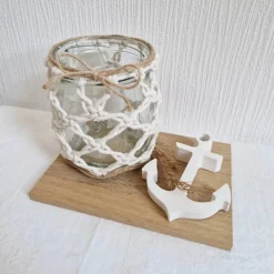 Clearance Maritimes Windlicht aus Makramee mit einem Anker Tischdekoration