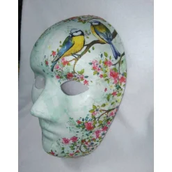 Maske, Frühling, handbemalt, Serviettentechnik, Pappmache Masken
