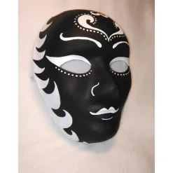 New Maske, schwarz, weiß, handbemalt, Pappmache Masken