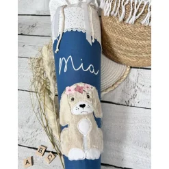 Discount Mädchen Schultüte mit flauschigem Hund aus Stoff 70 cm Kinder Schultüten