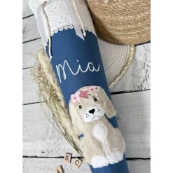 Discount Mädchen Schultüte mit flauschigem Hund aus Stoff 70 cm Kinder Schultüten
