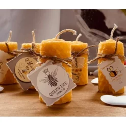 Hochzeitskerzen|OhneBrimborium Meant to Bee Bienenwachskerze Gastgeschenk Hochzeit mit Label auf Wunsch auch für Kommunion - Taufe - Geburtstag persona