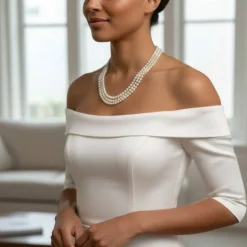Brautschmuck|Scent of Beauty Design Mehrreihige Perlenkette aus Glaswachsperlen & transparenten Glasperlen – Zeitlose Eleganz