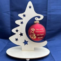 Sale Mein erstes Weihnachten - Personalisierte Weihnachtskugel mit Lasergravur Baumschmuck Personalisierbar