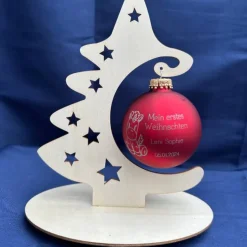 Sale Mein erstes Weihnachten - Personalisierte Weihnachtskugel mit Lasergravur Baumschmuck Personalisierbar